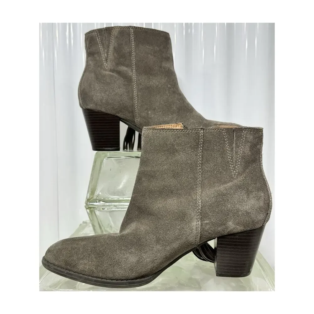 Vionic Madeline Boots Women Size 9 Suede Greige Ankle Bootie Weather Resistant - Picture 2 of 10